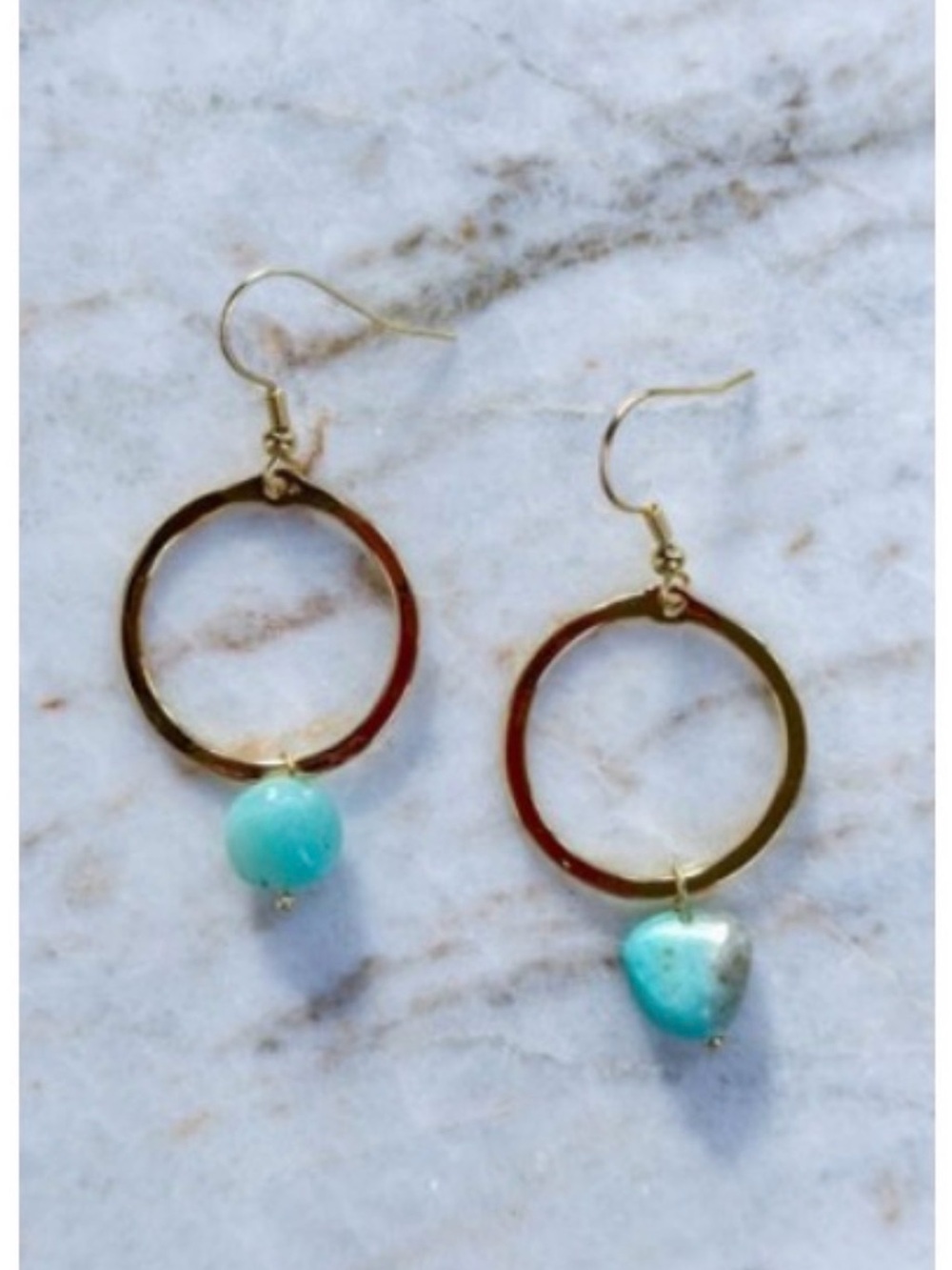 NWT Dylan Jewelry Maison Earrings Blue Sky Gold Tone Dangle Drop Boho Chic